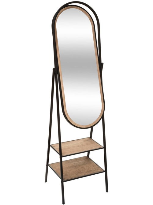 Miroir sur pied pivotant métal et bois MAEL - Kiabi