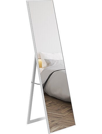 Miroir sur pied rectangulaire dim. 147H x 35l cm aspect bois