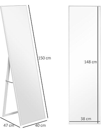 Miroir sur pied rectangulaire dim. 147H x 35l cm aspect bois