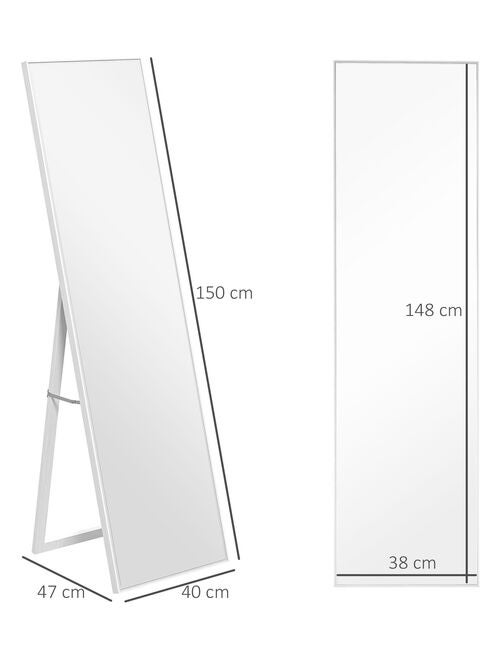 Miroir sur pied rectangulaire dim. 147H x 35l cm aspect bois - Kiabi