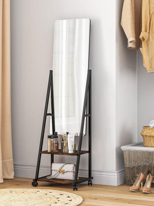 Miroir sur pied rectangulaire verre bois - Kiabi