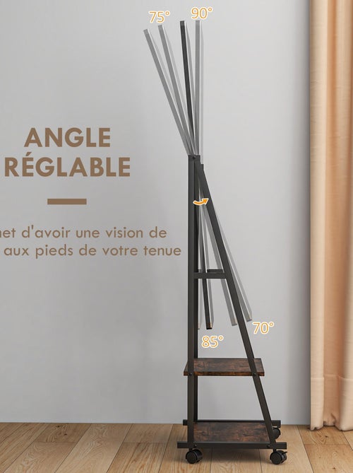 Miroir sur pied rectangulaire verre bois - Kiabi