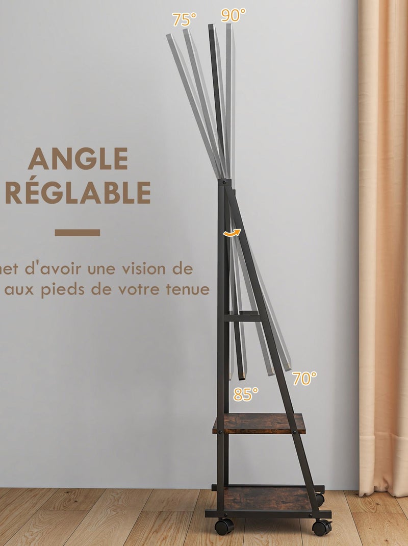 Miroir sur pied rectangulaire verre bois Noir - Kiabi