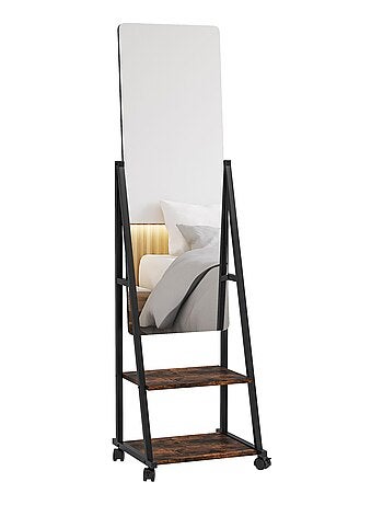 Miroir sur pied rectangulaire verre bois rustique noir