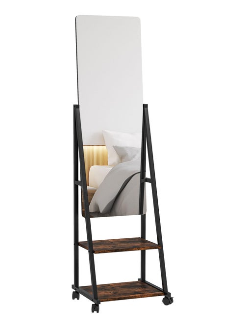Miroir sur pied rectangulaire verre bois rustique noir - Kiabi