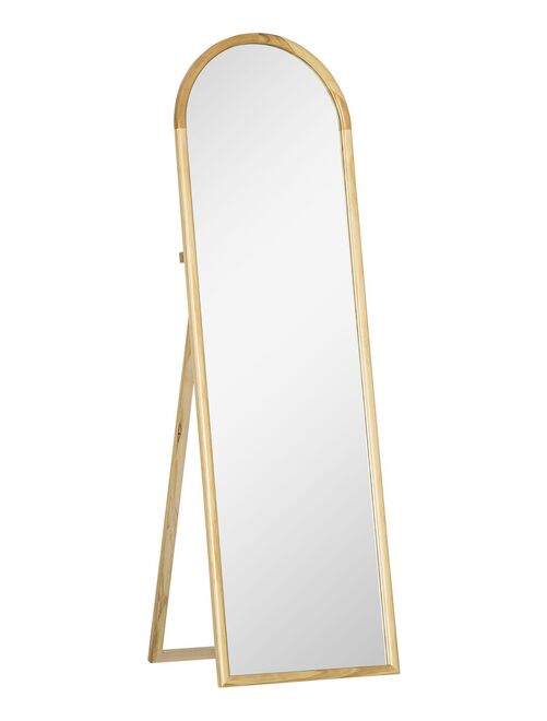 Miroir sur pied style scandinave piètement cadre bois de pin verre - Kiabi