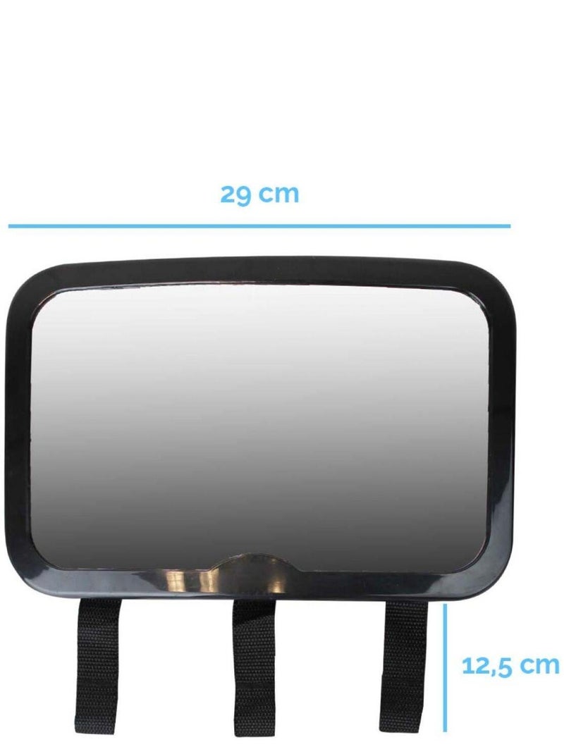 Miroir voiture pour bébé 2 en 1, sangles amovibles pour jouets ou accessoires - Monsieur Bébé Noir - Kiabi