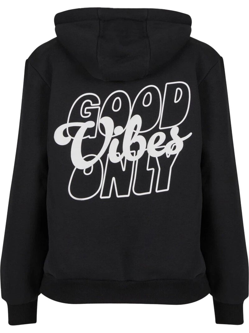 Miss Tee - Sweat à capuche motif/style imprimé au dos GOOD VIBES Noir - Kiabi