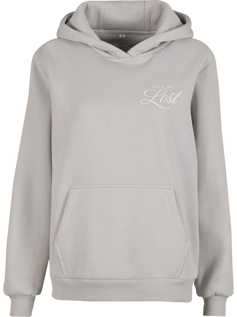 Miss Tee - Sweat à capuche motif/style imprimé au dos LOST FLOWERS Gris moyen - Kiabi