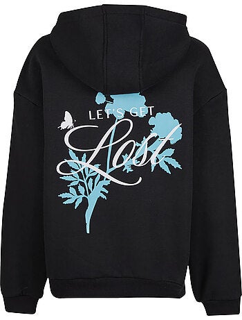 Miss Tee - Sweat à capuche motif/style imprimé au dos LOST FLOWERS