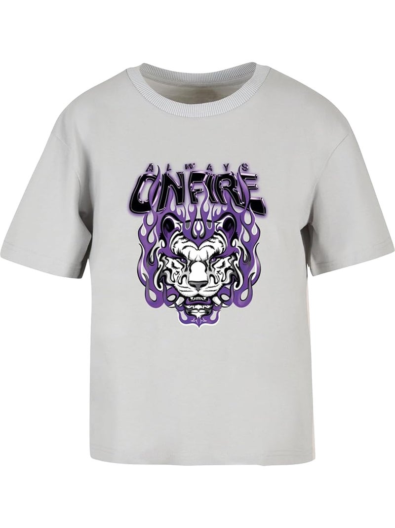 Miss Tee - T-shirt ALWAYS ON FIRE Gris moyen - Kiabi