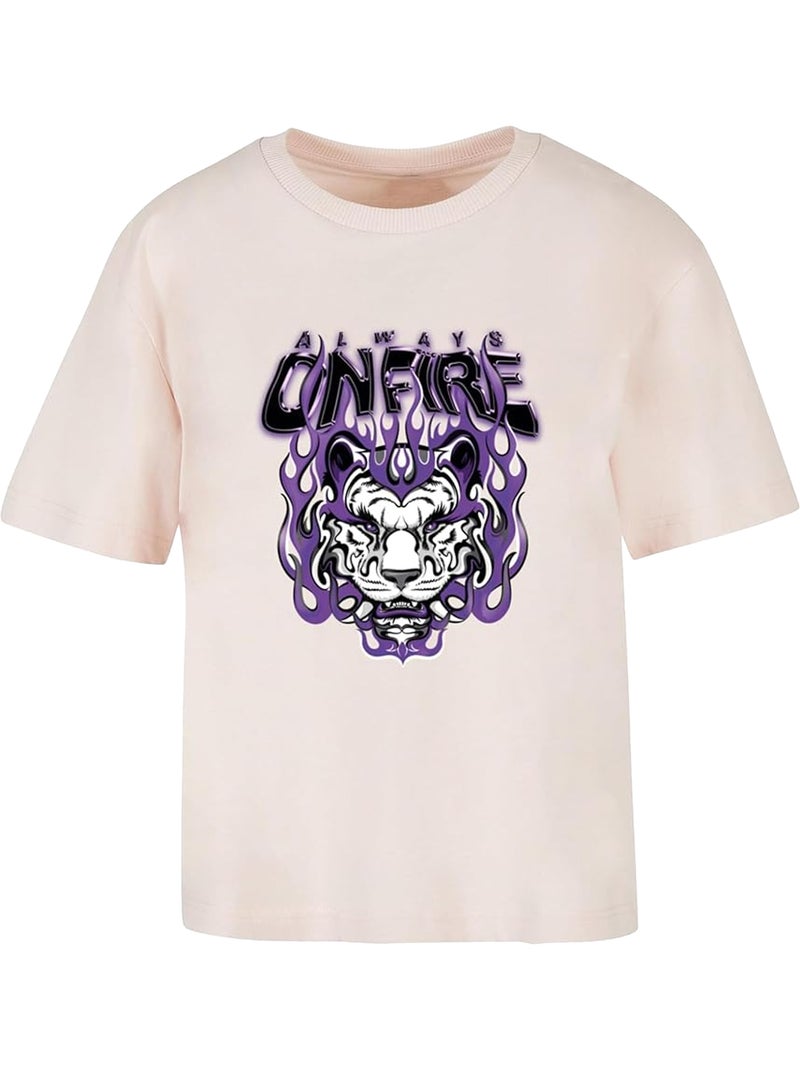 Miss Tee - T-shirt ALWAYS ON FIRE Rose - Kiabi