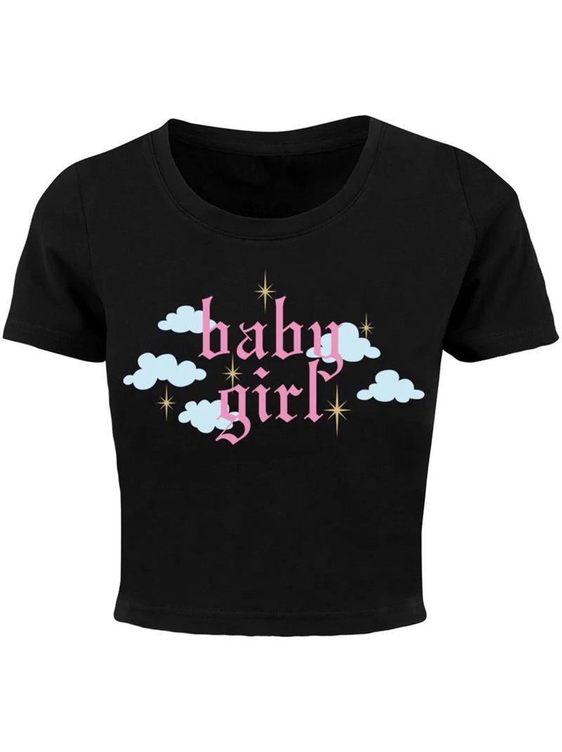 Miss Tee - T-shirt court BABY GIRL Noir - Kiabi
