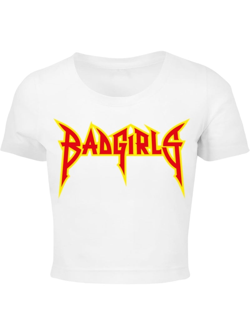 Miss Tee - T-shirt court BADGIRLS Blanc - Kiabi