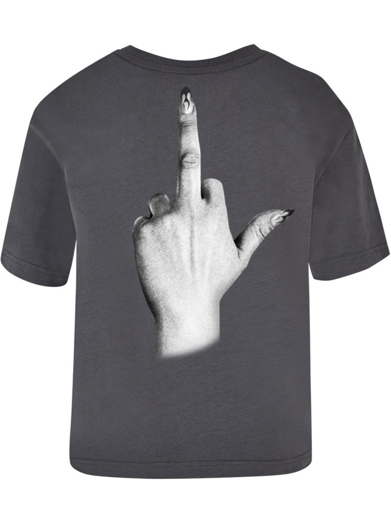 Miss Tee - T-shirt DON'T GIVE A Gris foncé - Kiabi