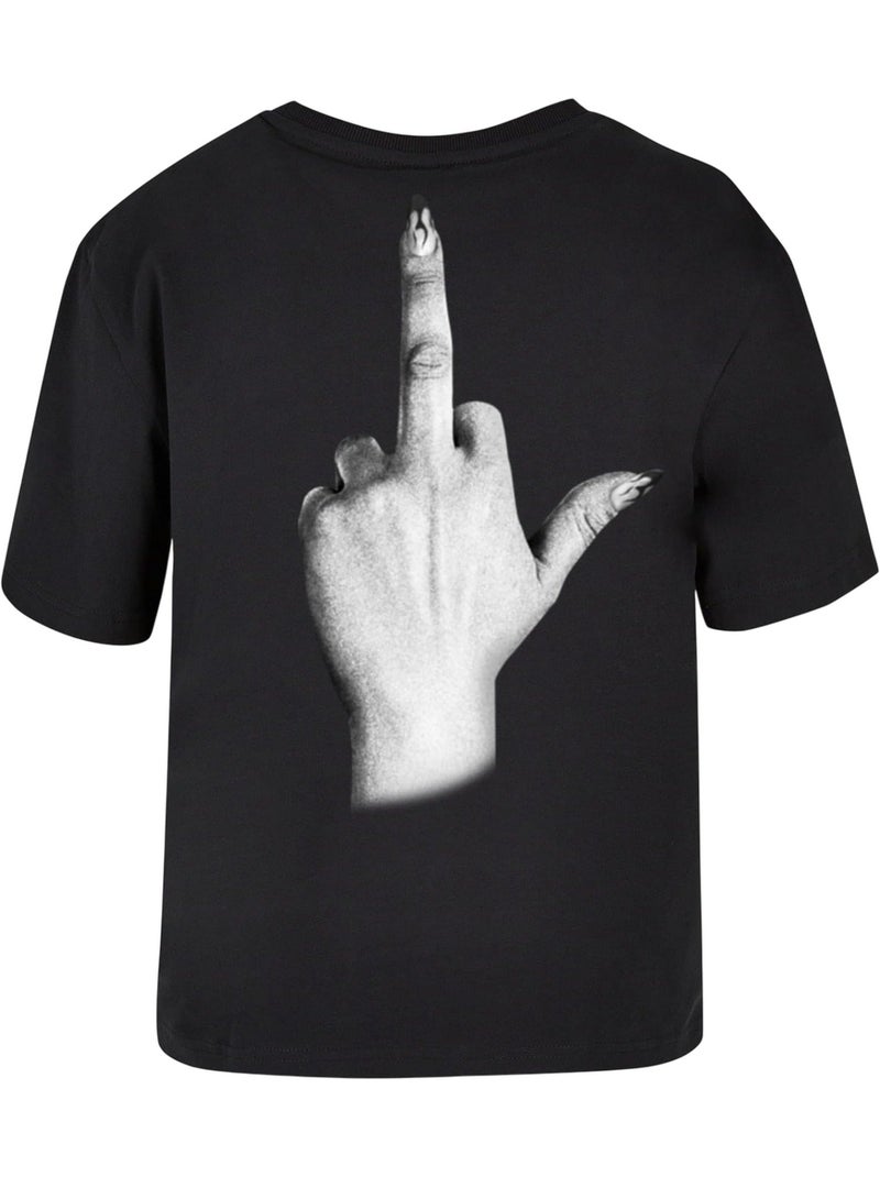 Miss Tee - T-shirt DON'T GIVE A Noir - Kiabi