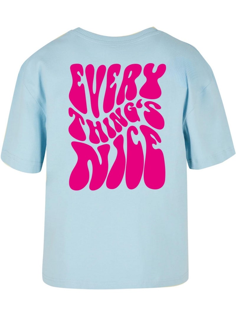 Miss Tee - T-shirt EVERYTHING IS NICE Bleu méditerranée - Kiabi