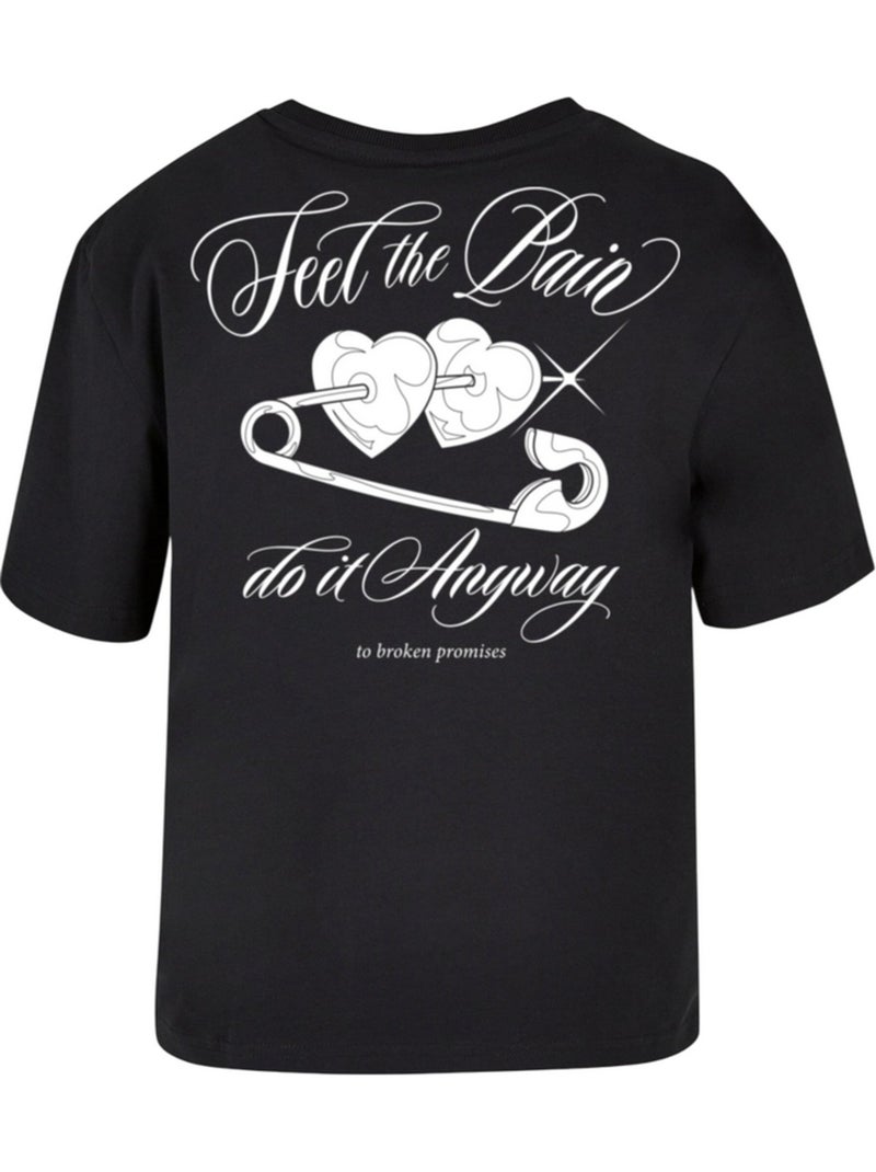 Miss Tee - T-shirt FEEL THE PAIN Noir - Kiabi