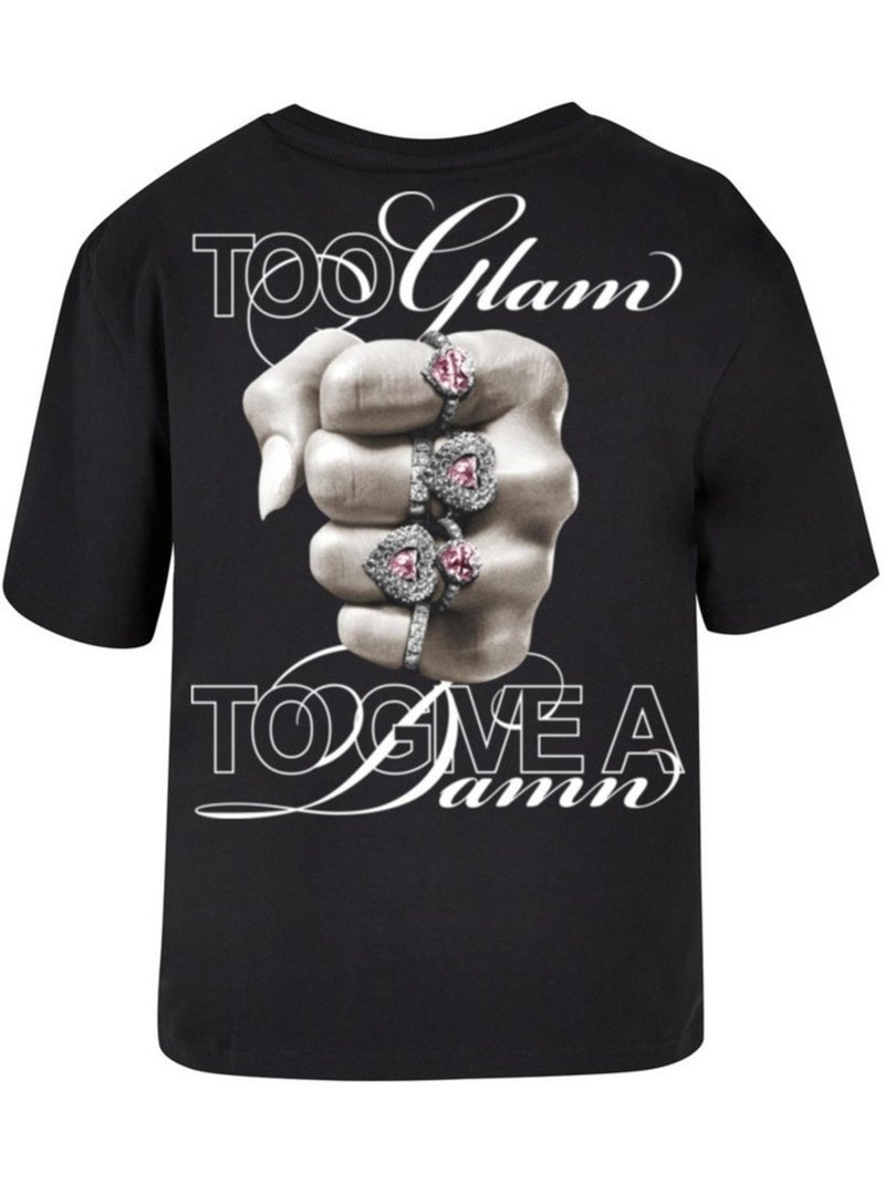 Miss Tee - T-shirt GIVE A DAMN Noir - Kiabi