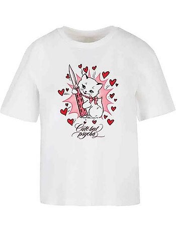 Miss Tee - T-shirt motif/style Chaton CUTE BUT PSYCHO