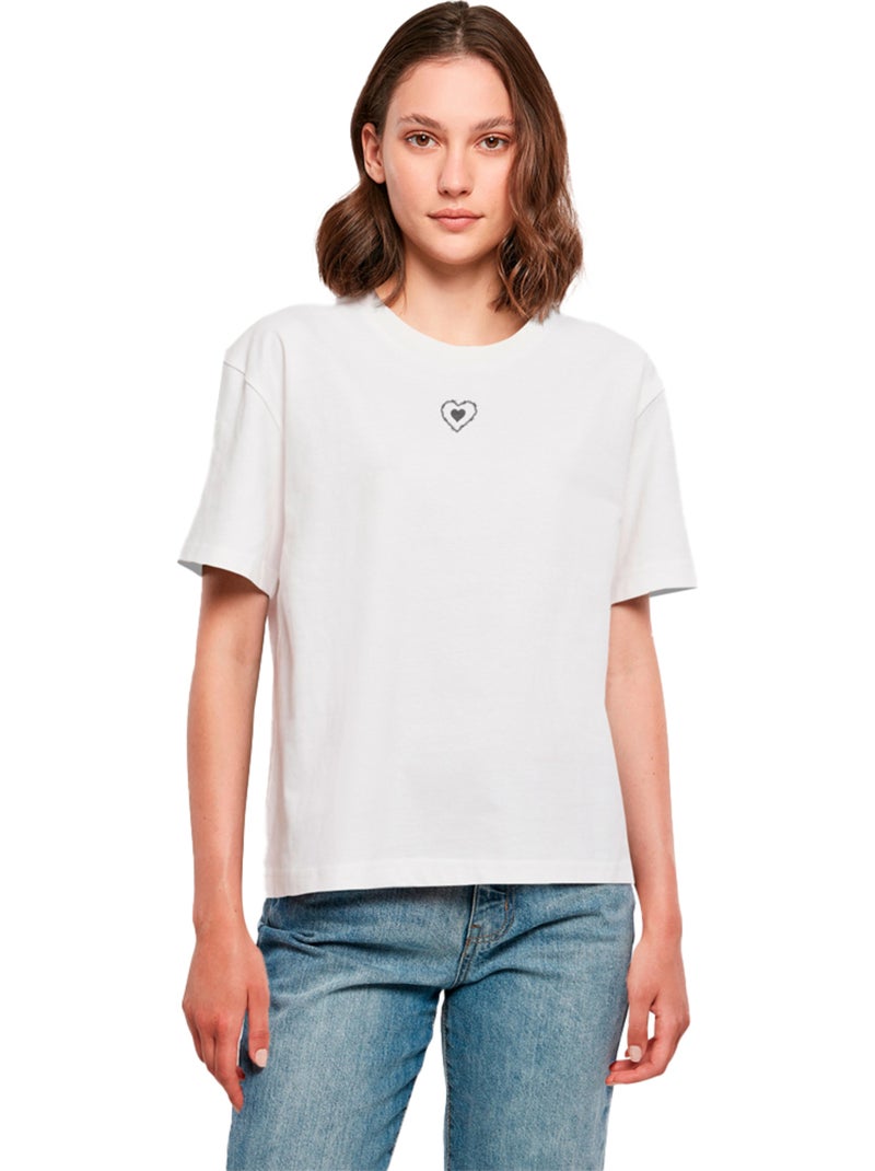 Miss Tee - T-shirt motif/style Cœur GOOD VIBES ONLY Blanc - Kiabi