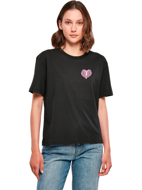 Miss Tee - T-shirt motif/style imprimé au dos HEART CAGE ROSE - Kiabi