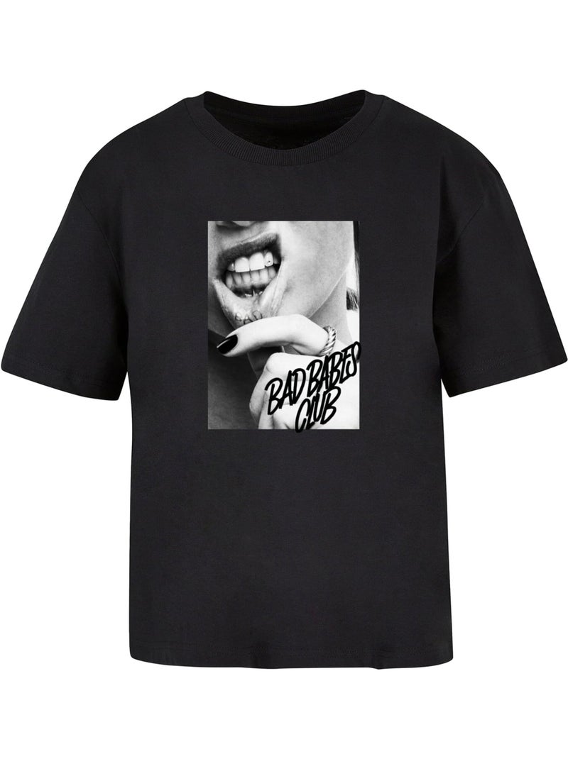 Miss Tee - T-shirt motif/style Lèvre tatouée Noir - Kiabi