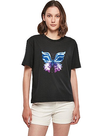 Miss Tee - T-shirt motif/style Papillon chromé