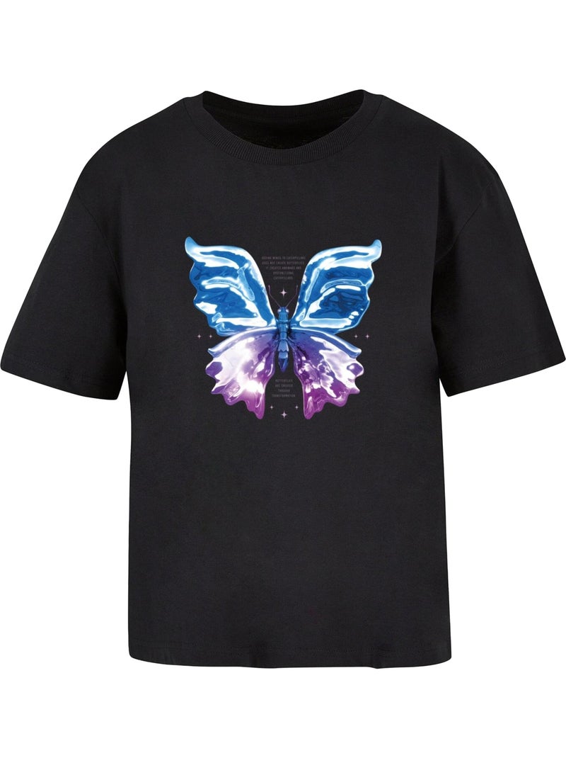 Miss Tee - T-shirt motif/style Papillon chromé Noir - Kiabi