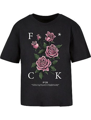 Miss Tee - T-shirt motif/style roses F*CKING