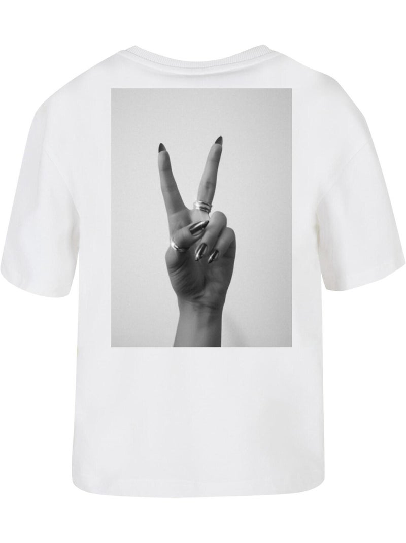 Miss Tee - T-shirt PEACE HAND Blanc - Kiabi