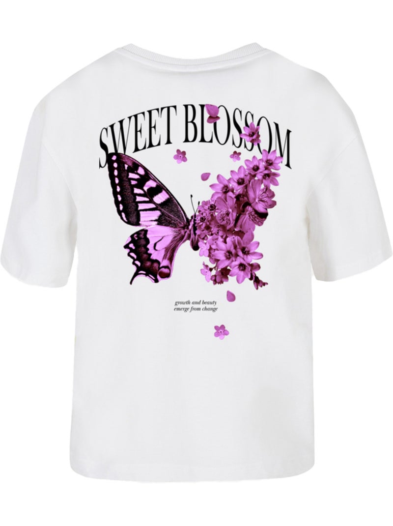 Miss Tee - T-shirt SWEET BLOSSOM AND BEAUTY Blanc - Kiabi