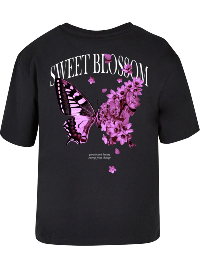 Miss Tee - T-shirt SWEET BLOSSOM AND BEAUTY Noir - Kiabi