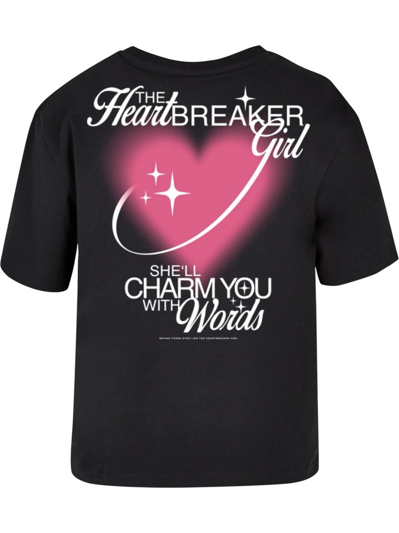Miss Tee - T-shirt THE HEARTBREAKER GIRL Noir - Kiabi
