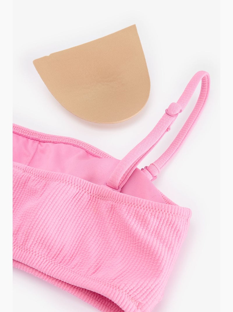 Missa haut de bikini bandeau texturé penti Rose fluo/Solinotes - Kiabi