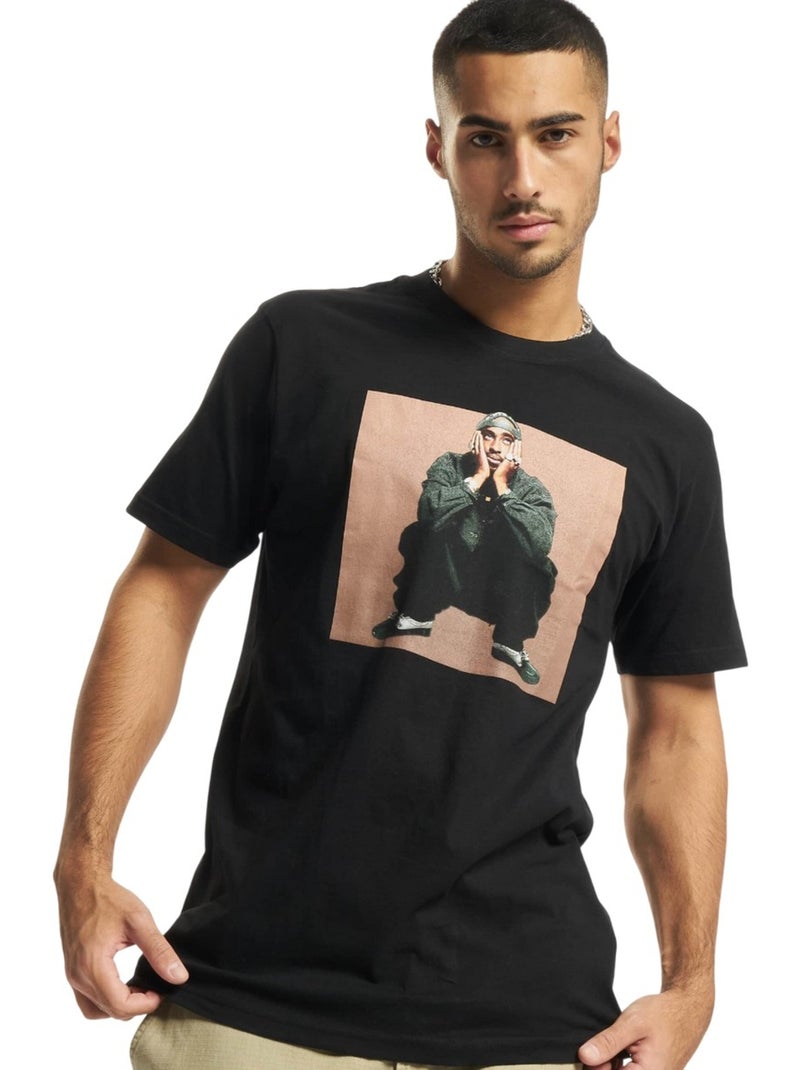 Mister Tee - T-shirt motif/style Tupac Shakur SITTING POSE Noir - Kiabi