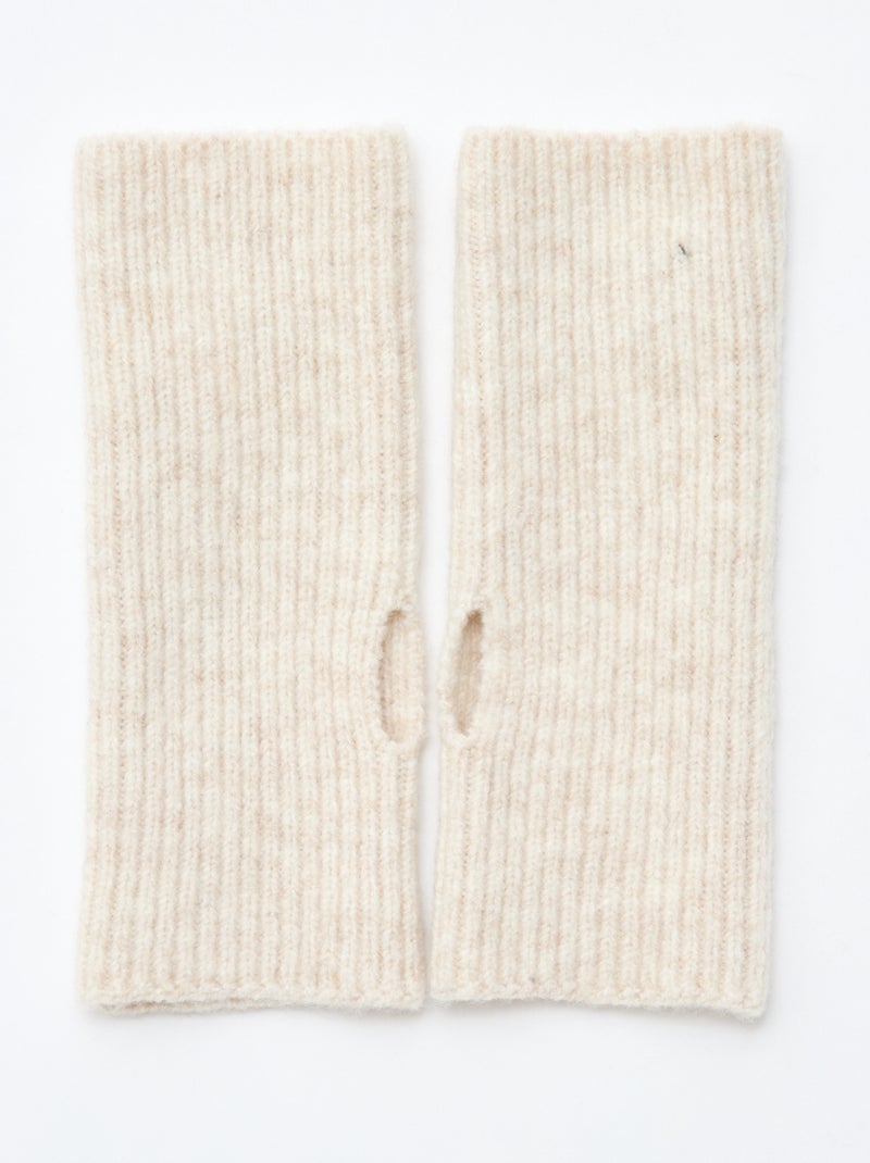 Mitaine manchette unie Beige - Kiabi
