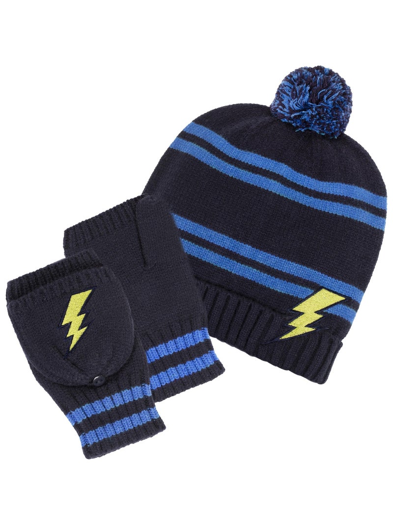 Mitaines avec patch brodé éclair garçon Isotoner Bleu marine - Kiabi