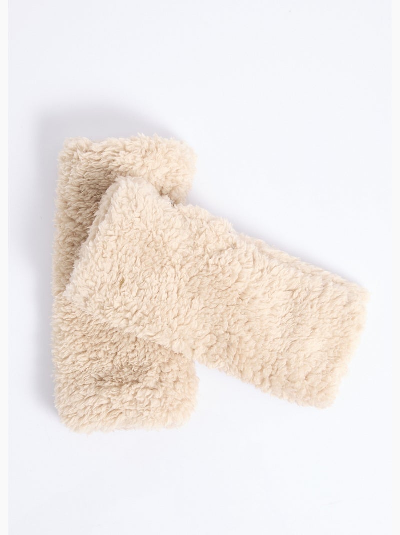 Mitaines chaudes polaire uni façon sherpa - afibel Beige - Kiabi