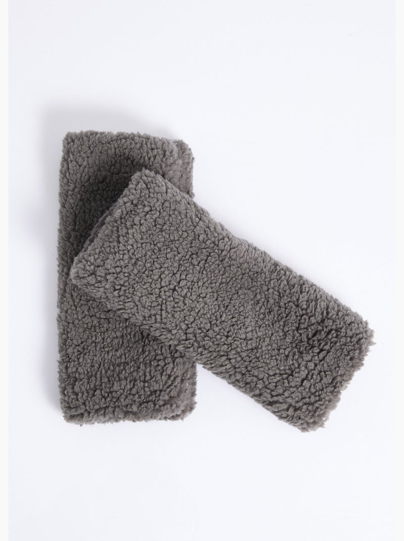 Mitaines chaudes polaire uni façon sherpa - afibel Gris - Kiabi