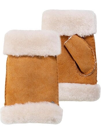 Mitaines chauds et doux, en cuir de mouton retourné, et intérieur femme isotoner