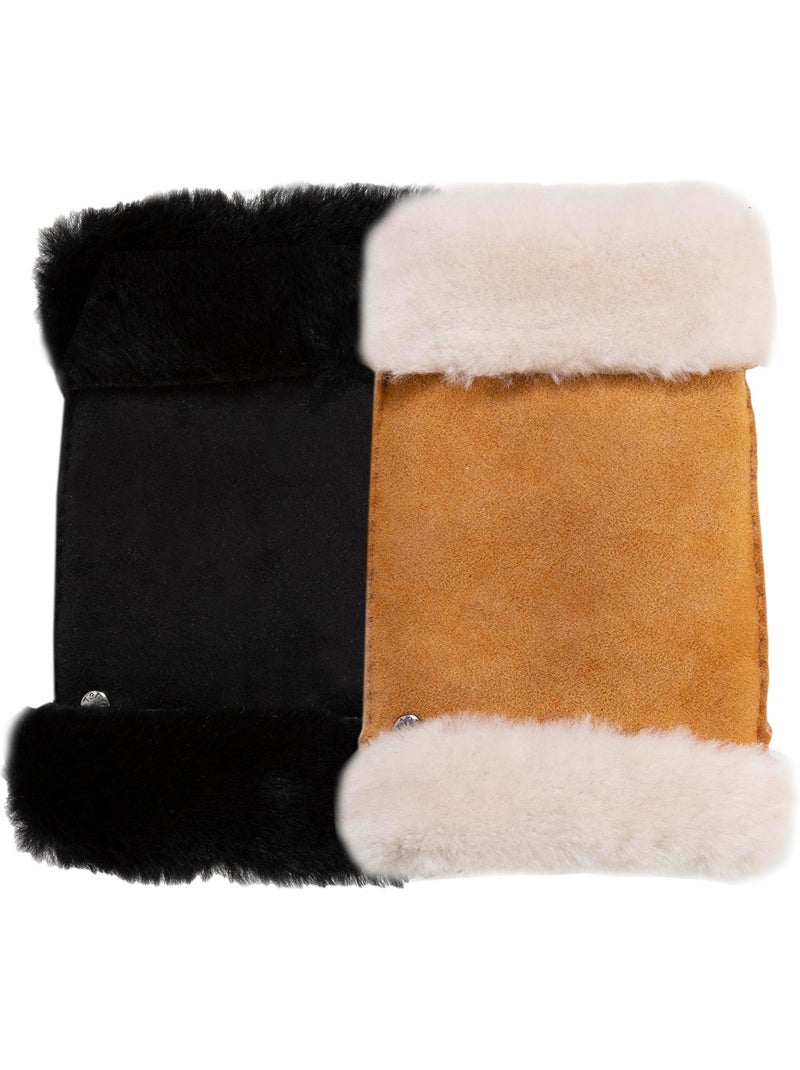 Mitaines chauds et doux, en cuir de mouton retourné, et intérieur femme isotoner Noir - Kiabi