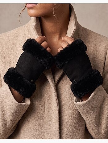 Mitaines chauds et doux, en cuir de mouton retourné, et intérieur femme