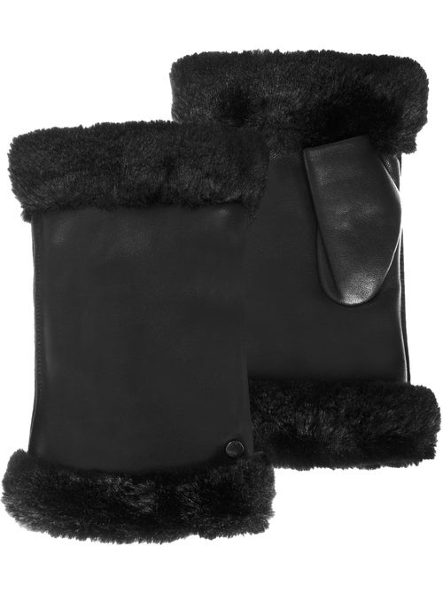 Mitaines cuir d'agneau pleine fleur - doublées imitation fourrure femme isotoner - Kiabi Mitaines cuir d'agneau pleine fleur - doublées imitation fourrure femme isotoner - Kiabi
