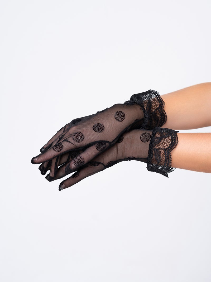 Mitaines dentelle POLKA Noir - Kiabi
