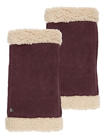 Mitaines en cuir de chèvre velours, doublés imitation fourrure femme