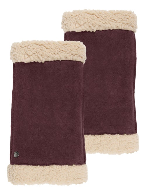 Mitaines en cuir de chèvre velours, doublés imitation fourrure femme Isotoner - Kiabi