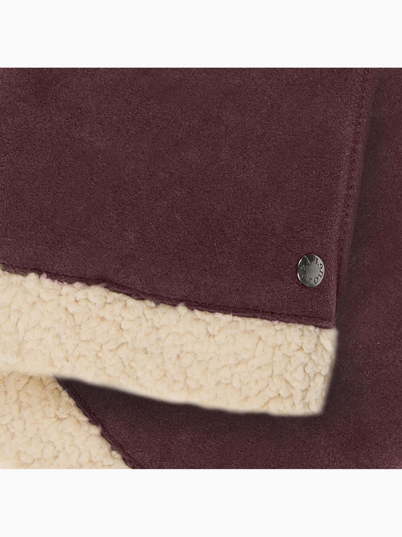 Mitaines en cuir de chèvre velours, doublés imitation fourrure femme isotoner Bordeaux - Kiabi