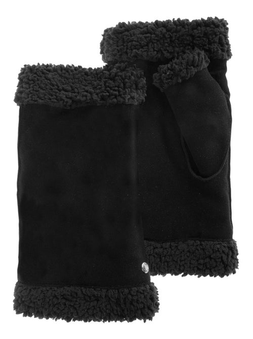 Mitaines en cuir de chèvre velours, doublés imitation fourrure femme Isotoner - Kiabi