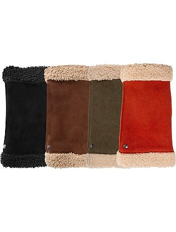 Mitaines en cuir de chèvre velours, doublés imitation fourrure femme isotoner